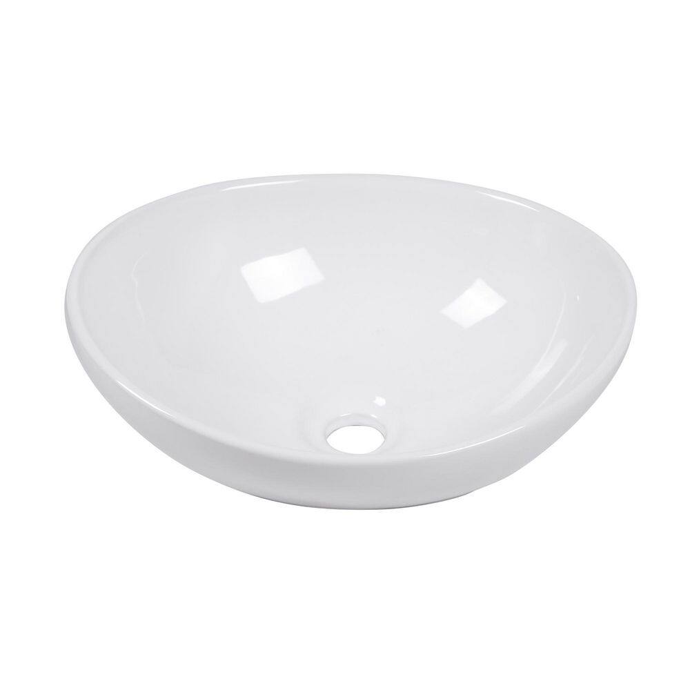 16 in. Vessel Oval Bathroom Sink in White Ceramic without Drain price history on PriceWatchPro