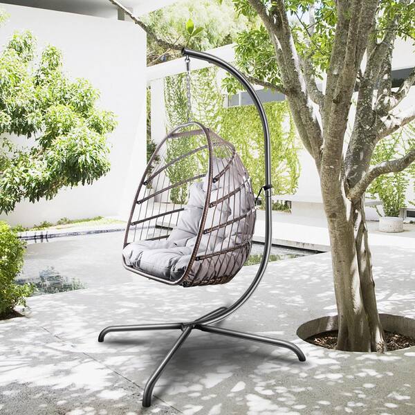 Hanging Basket Chair Cushion Hammock Swing Seat Cushion with Pillow,Rattan Hanging Swing Chair with Stand,Cushion and Cover Color : Color 5+Green 