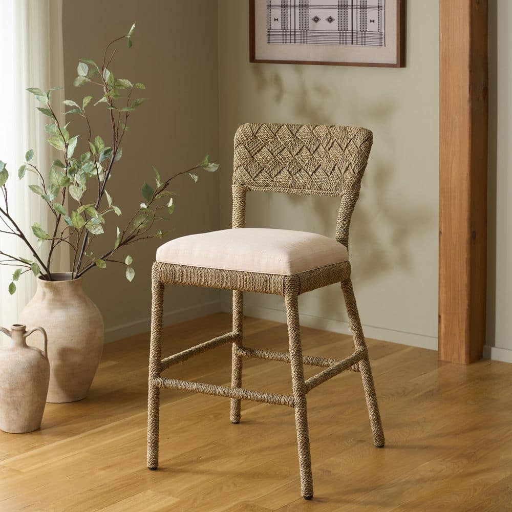 Rosemarie 38.9 in. H Natural/Beige Bar Stool price history on PriceWatchPro