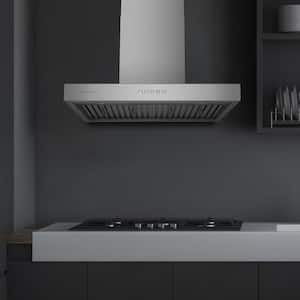 Contemporary 30 in. Convertible Wall Mount Range Hood with Low Noise Operation and Heavy Duty Filter in Stainless Steel
