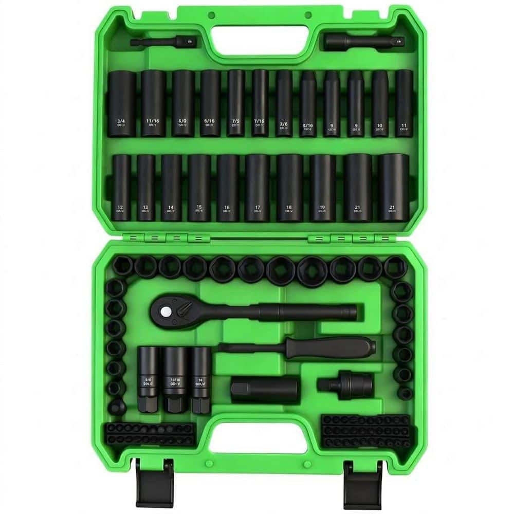105 Piece 3/8 Inch Drive Impact Socket Set SAE 5/16 to 3/4 Inch Metric 8-22mm 6 Point CR-V Socket Wrench Set price history on PriceWatchPro
