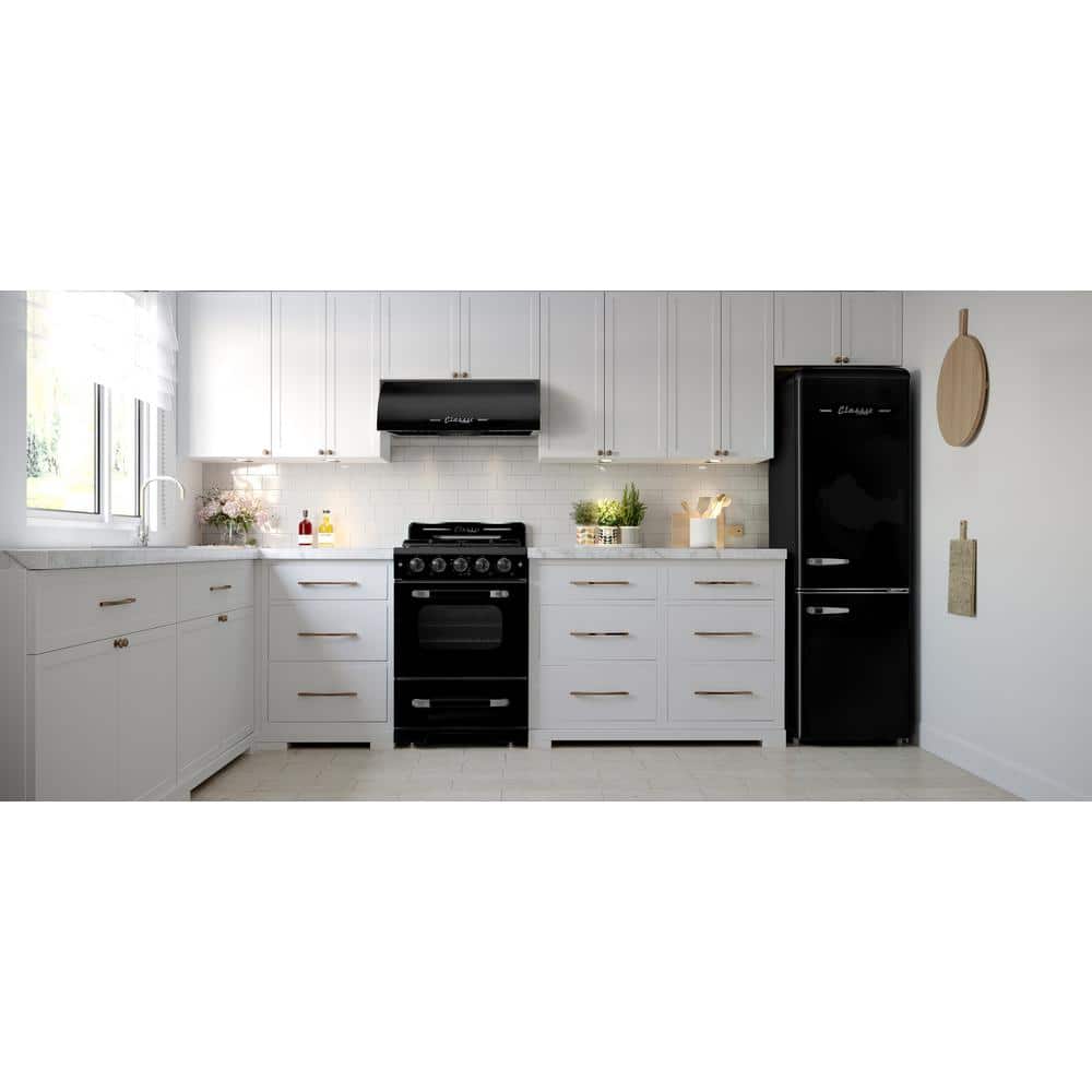 Classic Retro 24" Midnight Black Stainless Steel Under Cabinet Range Hood