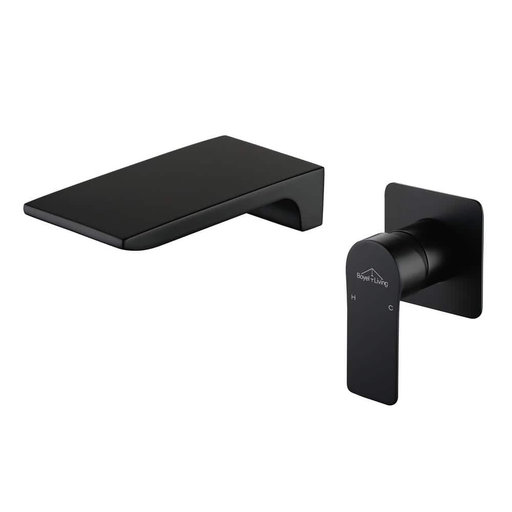 Single Handle Wall Mounted Faucet with Valve in Matte Black