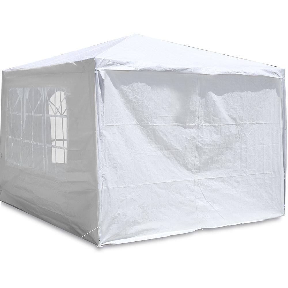 10x10 White Metal Pop-Up Gazebo with Removable Walls
