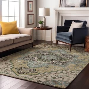 Mayfield Premium Machine Washable Abstract AMF1036 Beige 8 ft. x 10 ft. Area Rug