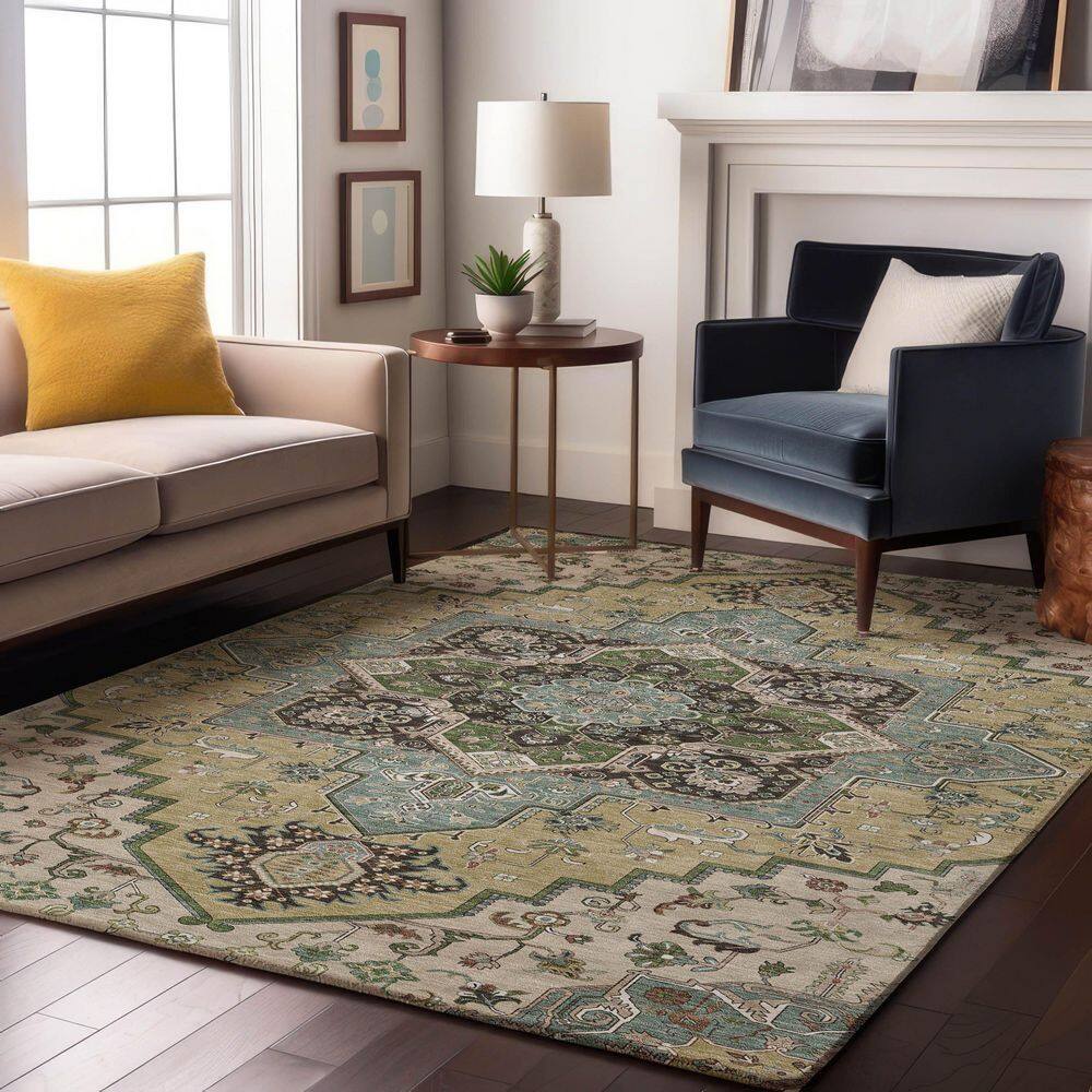 Mayfield Premium Machine Washable Abstract AMF1036 Beige 9 ft. x 12 ft. Area Rug price history on PriceWatchPro