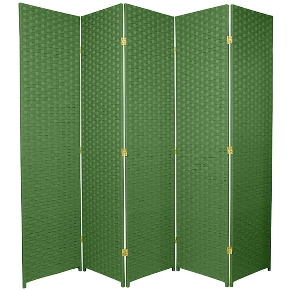 Oriental Furniture 6 ft. Light Green 5-Panel Room Divider