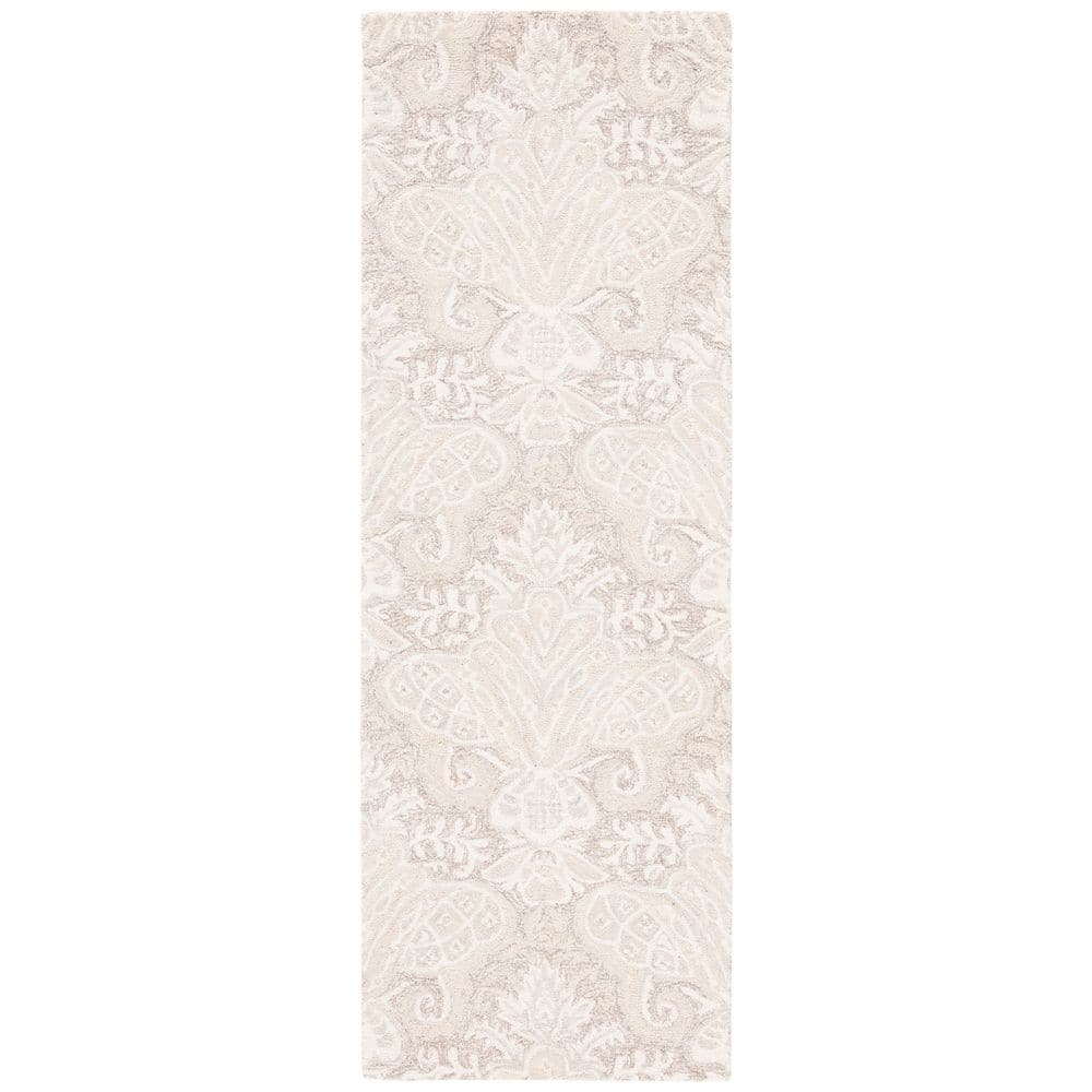Handmade Beige Wool Medallion Tufted Rug - 2' 3" x 5'