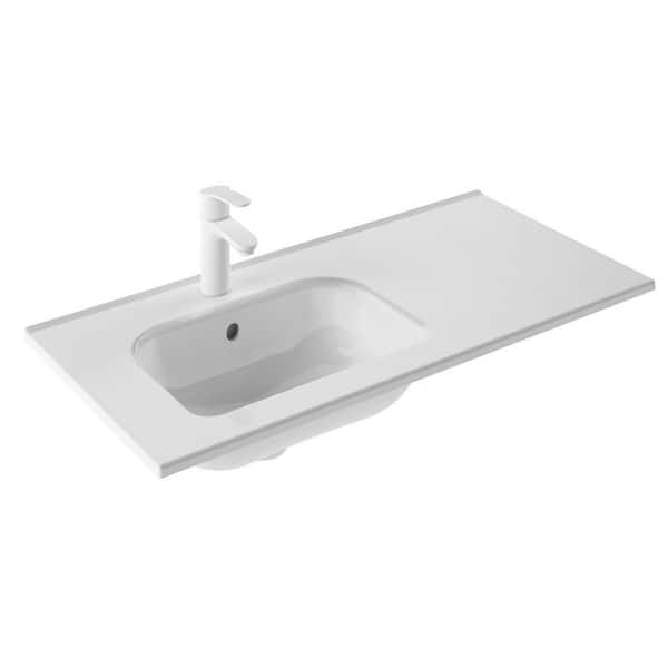 WS Bath Collections Slim 35.4 in. W x 18.0 in. D Ceramic Vanity Top in Glossy White