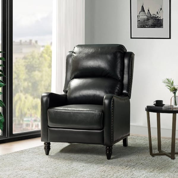 genuine leather recliner black