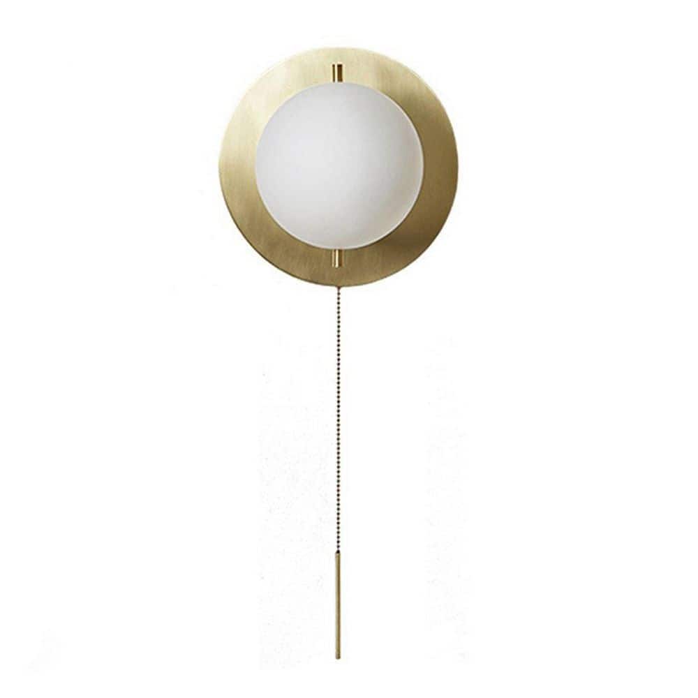 7.87 in. 1-Light Gold Modern Wall Sconce with White Global Glass Shade for Bedroom Hallway, No Bulbs Included price history on PriceWatchPro
