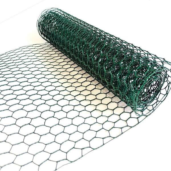 Galvanized Hexagonal Fence Wire Mesh Poultry Netting with 8 Posts For Plant  Protection, 39.5 In. x 12 Ft., Green