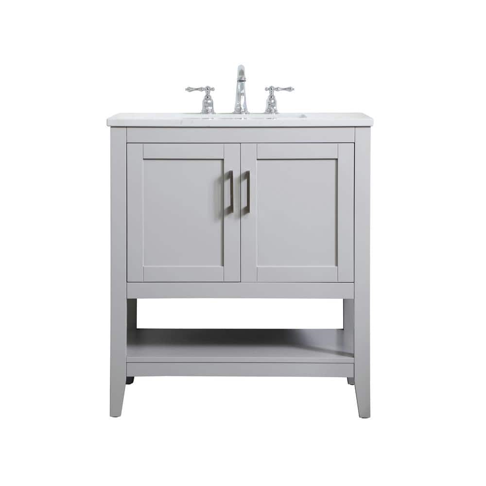 Simply Living 30 in. W x 19 in. D x 34 in. H Bath Vanity in Grey with Calac