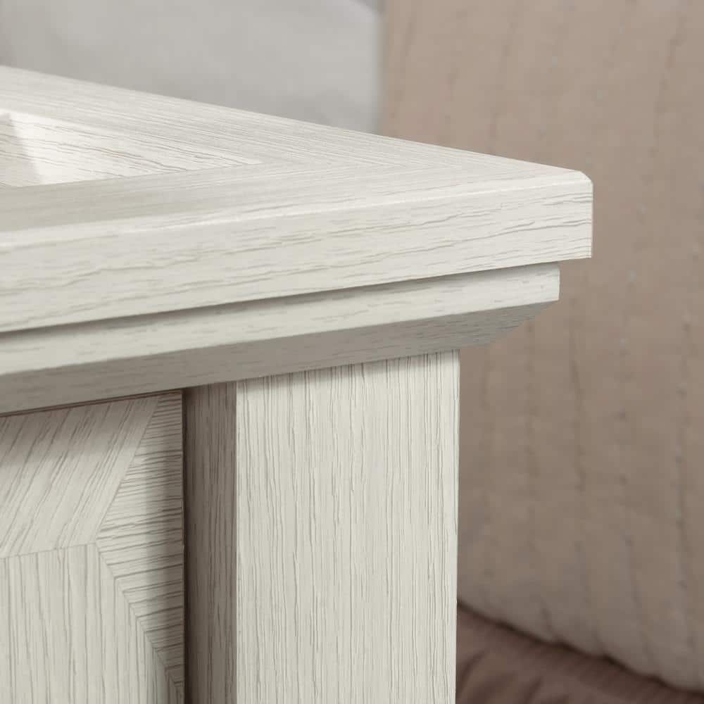 Glacier Oak Hexagon Pattern 1-Drawer Nightstand with Open Shelf