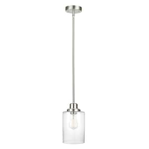 Annecy 1-Light Brushed nickel Pendant with Clear Glass Shade, Vintage Incandescent Bulb Included