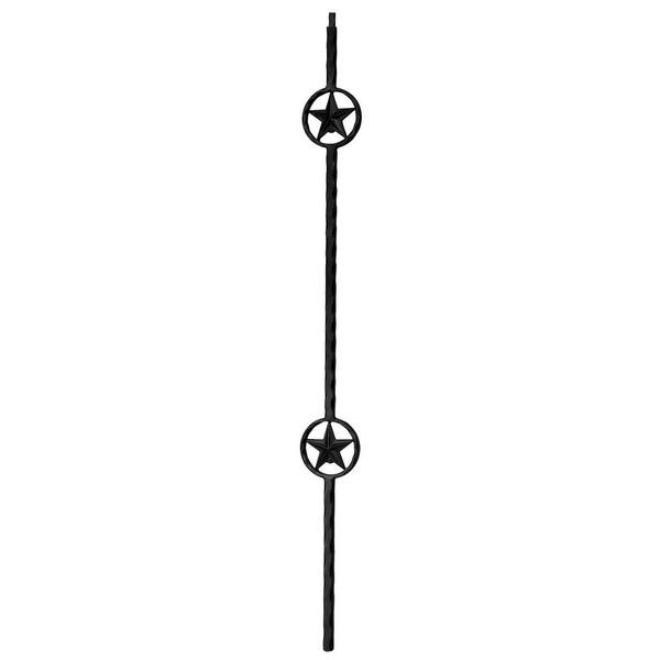 Arteferro 44 in. x 0.5 in x 3-5/8 in. Double Star Metal Black Stair Baluster