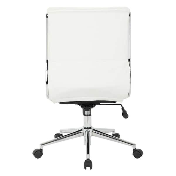 White leather discount armless office chair