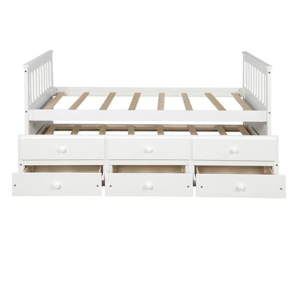 Utopia 4niture Slater White Twin Daybed with Trundle and Drawers