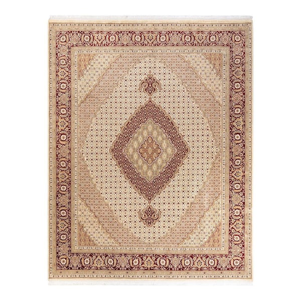 Mogul Traditional Ivory 8 ft. 1 in. x 10 ft. 2 in. Oriental Area Rug