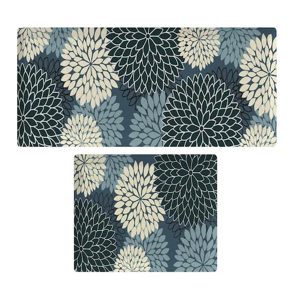 Kitchen Mats for Floor Cushioned Anti Fatigue,Floral Non Slip Kitchen Rugs Sets of 2