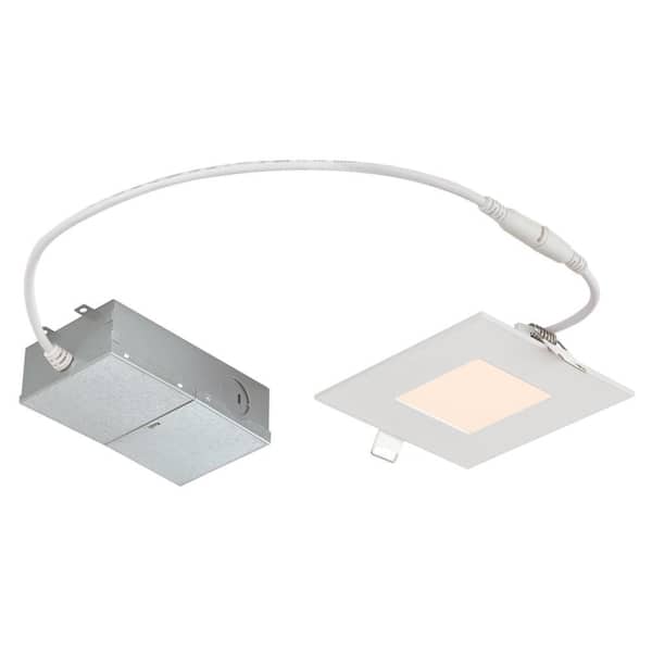 Westinghouse Slim Square 4 in. 3000K Warm White New Construction and Remodel IC Rated Recessed Integrated LED Kit for shallow ceiling