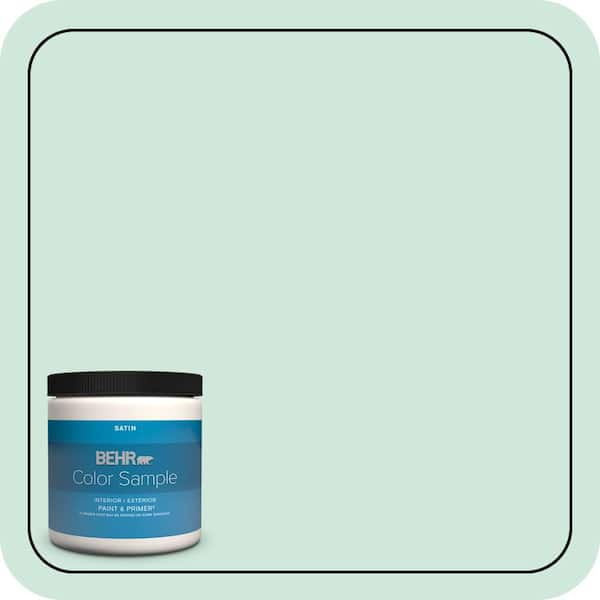 BEHR PREMIUM PLUS 8 oz. #M420-2 Green Aqua Satin Enamel Interior/Exterior Paint & Primer Color Sample