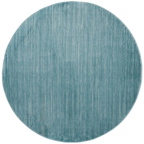 Vision 12 x 12 Aqua Striated Round Rug