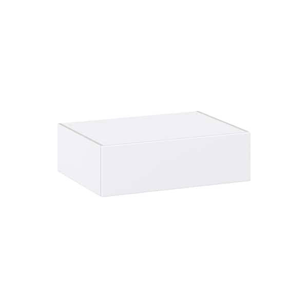 J COLLECTION Timberline 33 in. W x 24 in. D x 10 in. H Assembled Slab Wall Bridge Kitchen Cabinet in Bright White with Lift Up Door