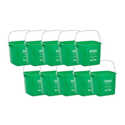 6 Qt. Green Plastic Cleaning Bucket Pail (10-Pack)