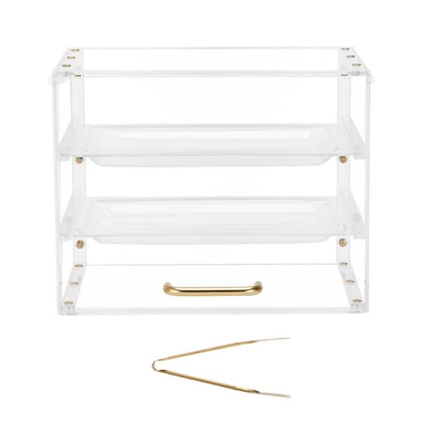 Bakery Display Case, 13 in. x 10.2 in. x 10.2 in. 3-Tier Countertop Pastry Display Case, Clear Acrylic Bread Box