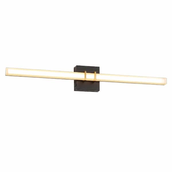 32 in. 24W Black and Brass Dimmable 5CCT LED Vanity Light Bar Integrated LED Fixture Integrated LED Fixture