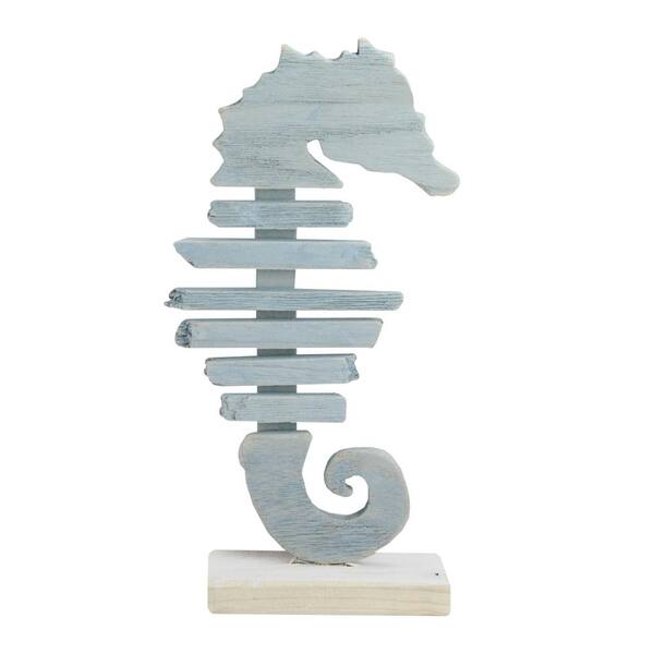 Northlight 11.5 in. Cape Cod Inspired Table Top Blue and White Seahorse Decoration