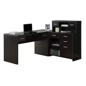 47 in. L-Shaped Cappuccino 8 Drawer Computer Desk