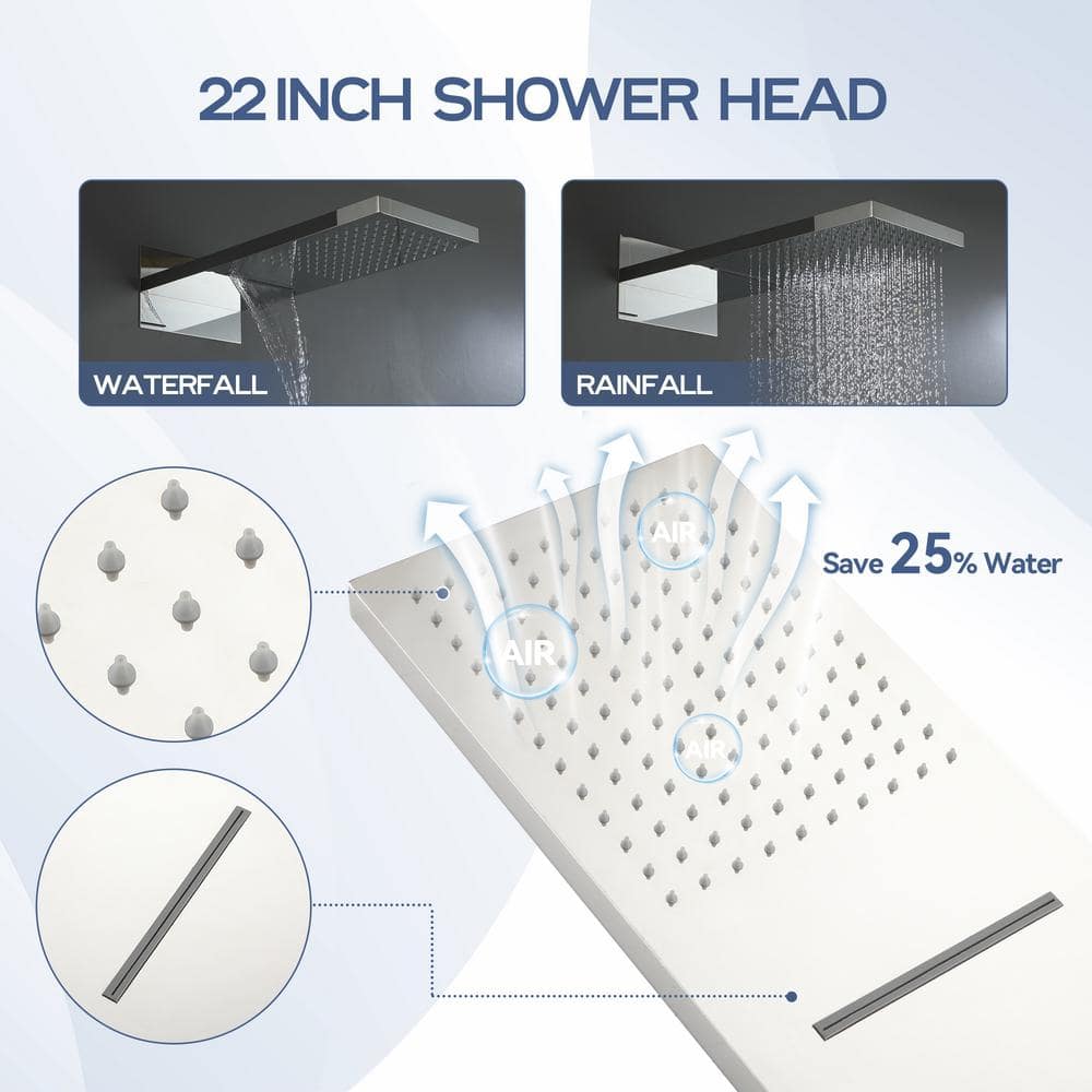 Large Chrome Dual Rain Shower System with Handheld Spray