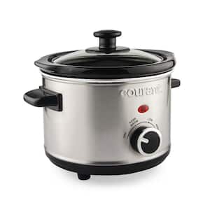 1.5 Qt. Brushed Stainless Steel Slow Cooker with Temperature Settings and Tempered Glass Lid