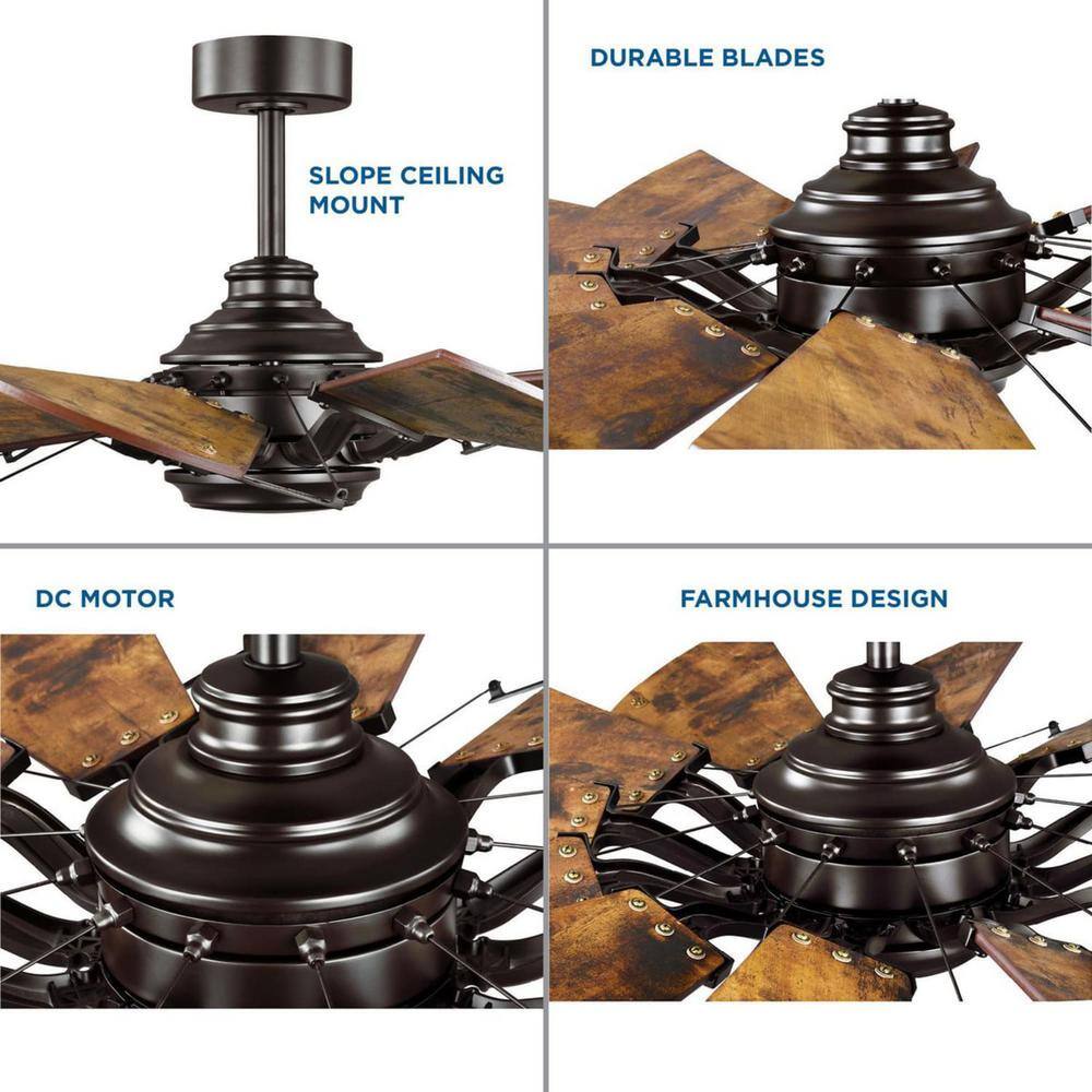 52-Inch Architectural Bronze Farmhouse Windmill Ceiling Fan with Remote
