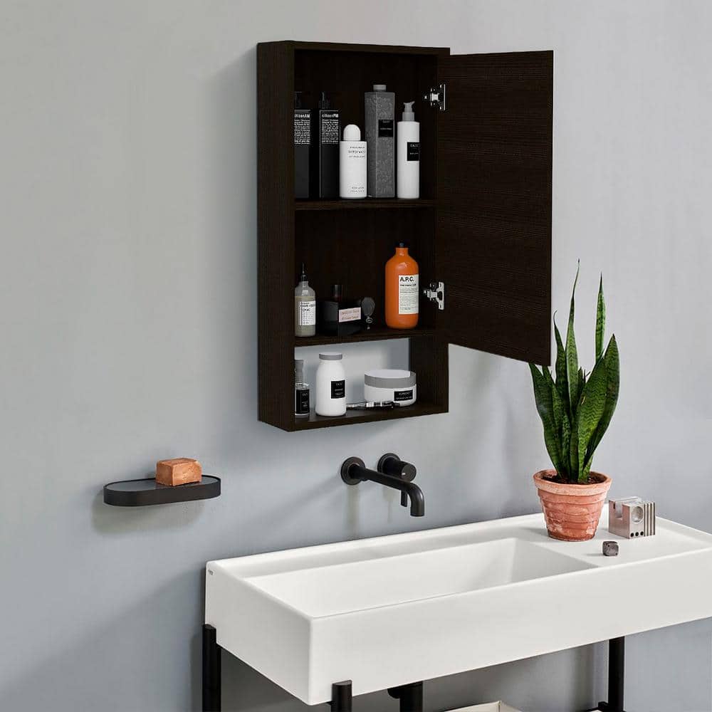19.7 in. W x 35.4 in. H Rectangular Wooden Rectangle Medicine Cabinet with Mirror in Black price history on PriceWatchPro
