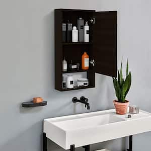 19.7 in. W x 35.4 in. H Rectangular Wooden Rectangle Medicine Cabinet with Mirror in Black