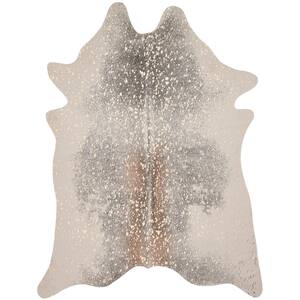 Bryce Pewter/Gold 3 ft. 10 in. x 5 ft. Modern Faux Cowhide Area Rug