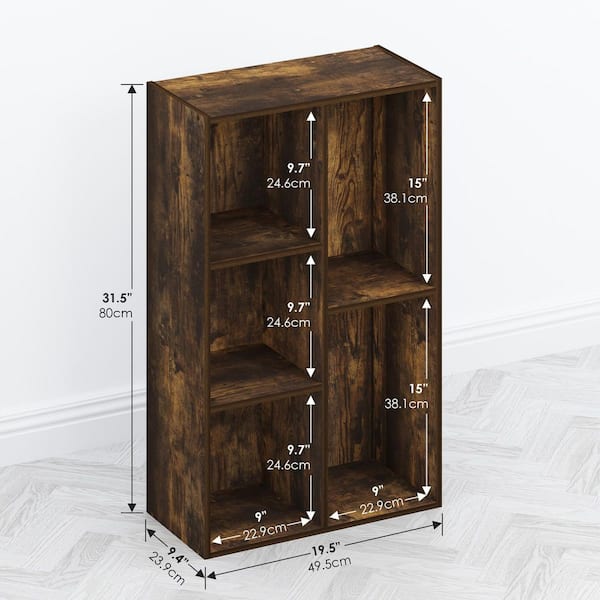 Furinno Tomi 31.5 in. Tall Amber Pine Wood 5-Shelf Bookcase