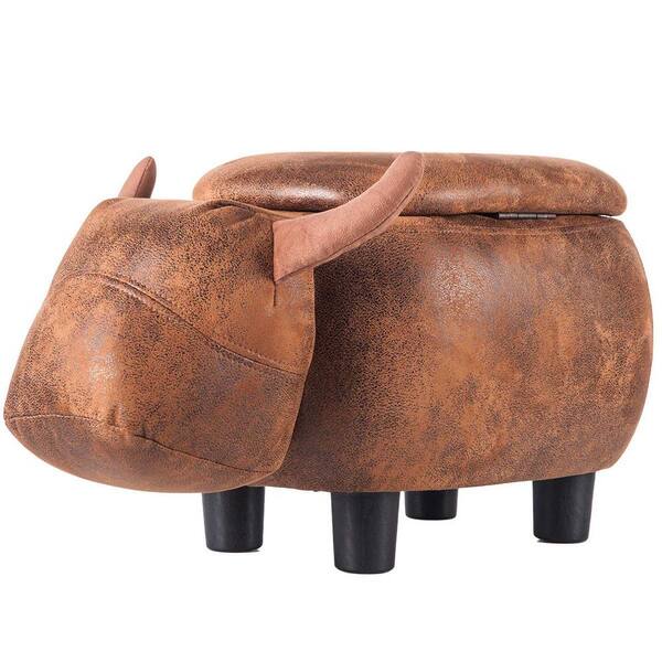 Merax Buffalo Brown Fabric Top Storage Ottoman