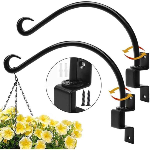 Cubilan 12 Inches Swivel Plant Hangers Outdoor 2 Pack Black Iron