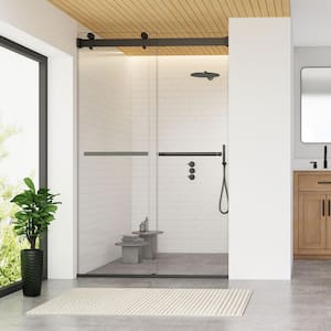 Marcelo 48 in. W x 76 in. H Sliding Frameless Shower Door in Matte Black Finish with Clear Glass