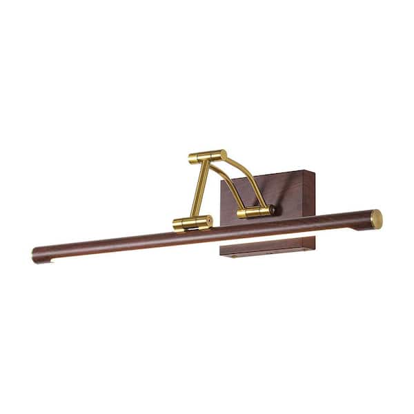 Nimbus 22 in.W Brown Wood Integrated LED Industrial Vanity Light with Adjustable Arm and Acrylic for Bathroom/Bedroom