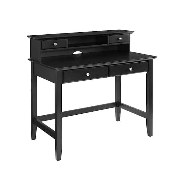 CROSLEY FURNITURE Campbell 42 in. Rectangular Black 4-Drawer Writing Desk with Hutch