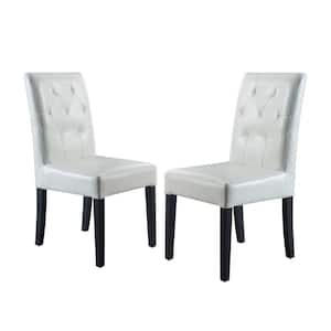 Gentry White Bonded Leather Tufted Dining Chairs (Set of 2)