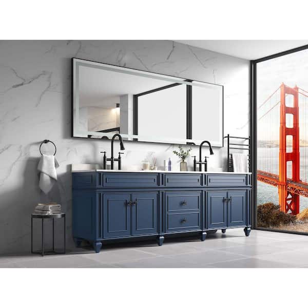 Matte Black 118.00 in. W x 36.00 in. H LED Modern Rectangle Aluminium Framed Wall Mirror