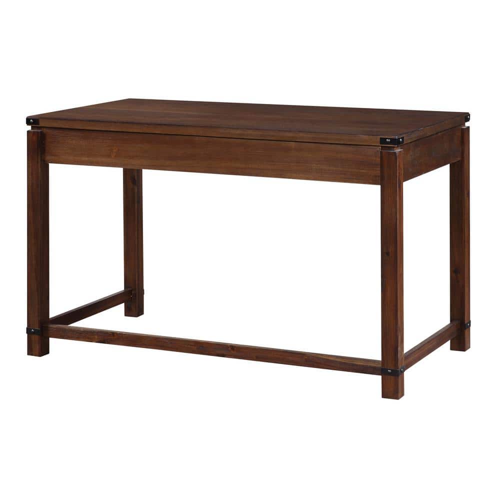 Walnut Brown Rustic Industrial Home Office Desk with 3 Drawers