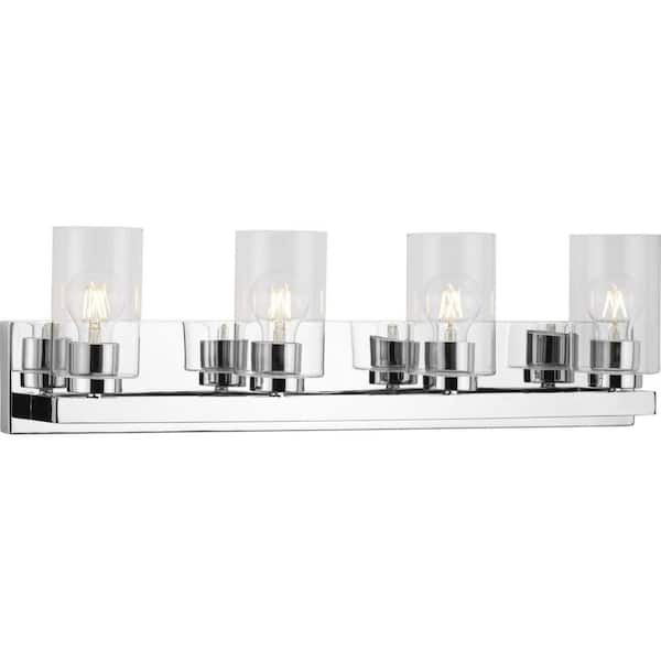 Progress Lighting Goodwin Collection 29.25 in. 4-Light Polished Chrome Modern Vanity Light with Clear Glass for Bathroom