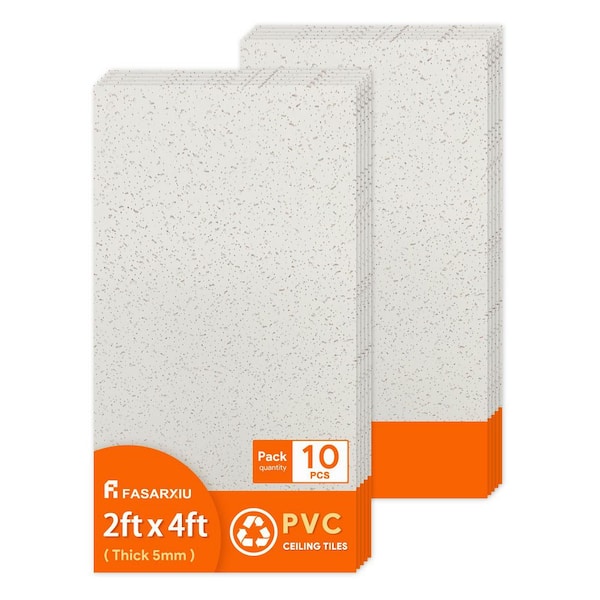 2 x 4 ft. Smooth Pro White High-Grade PVC Drop Ceiling Tile, Waterproof, Washable and Fire-Rated (80 sq. ft./case)